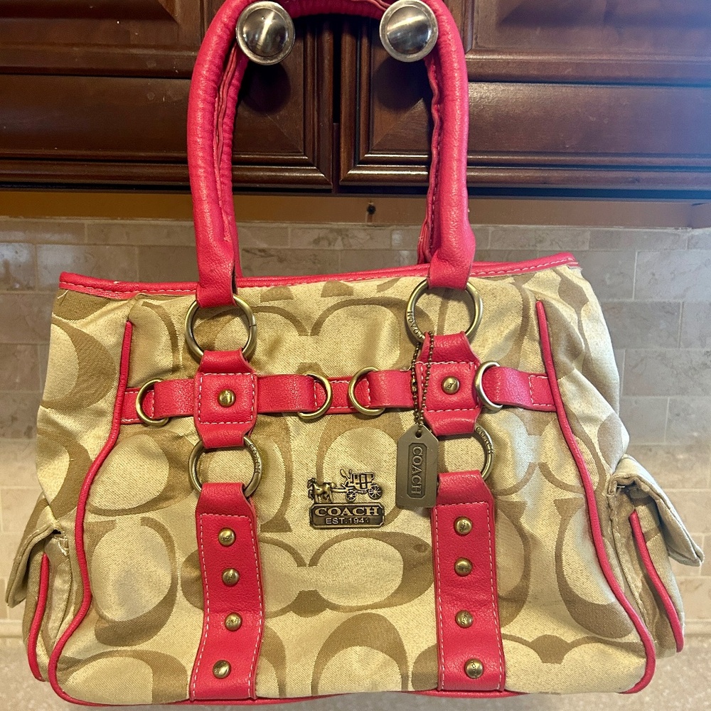 Coach leather and cloth purse
